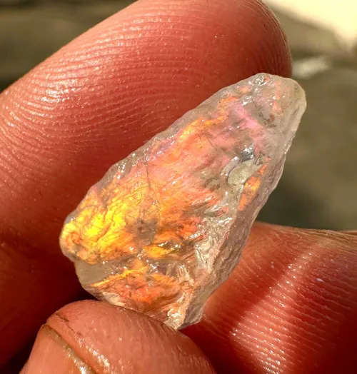 Close-up showing moonstone's layered structure