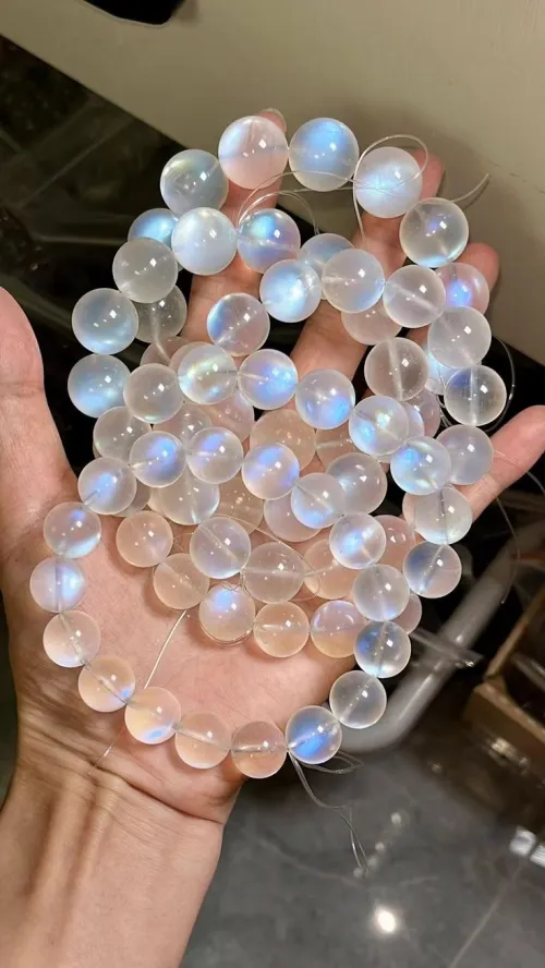 Comparative view of moonstone in different lighting conditions