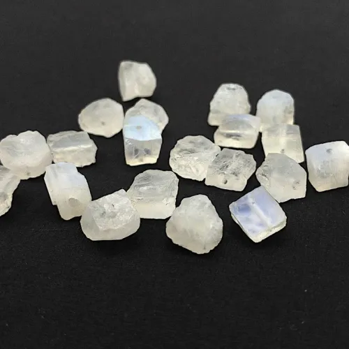 Microscopic view of moonstone's feldspar layers