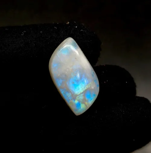 Moonstone set in protective bezel jewelry design